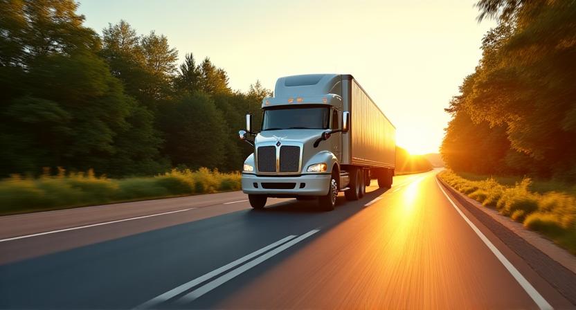 Logistics delivery truck on a regional highway